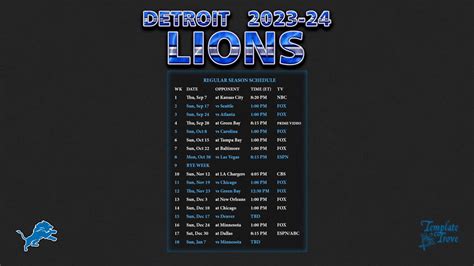 Detroit Lions 2025 schedule: Dates, times and TV channels for every game.